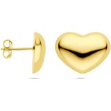 Zilver - Verguld - Oorknoppen - Geel - Hartje 13 mm