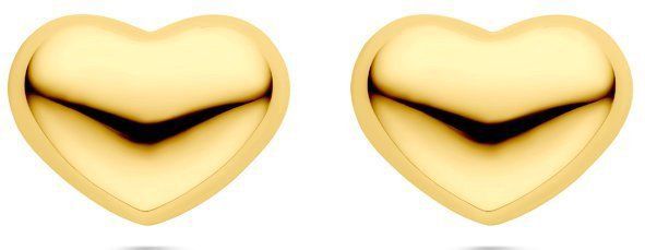Zilver - Verguld - Oorknoppen - Geel - Hartje 13 mm