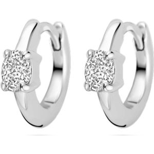 Zilver - Gerhodineerde Klapoorringen - Zirkonia - 10 mm