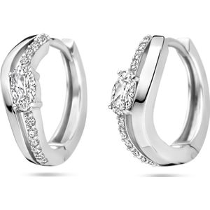 Zilver - Gerhodineerde Klapoorringen - Zirkonia - 14,5 mm
