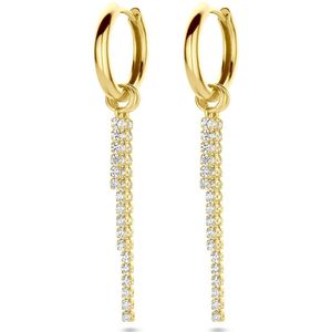 Zilver Verguld Klapoorringen - Geel - 46 mm - Zirkonia