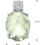 Zilver - Gerhodineerde Hanger - Groen Amethist en Zirkonia - 13 mm