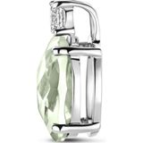 Zilver - Gerhodineerde Hanger - Groen Amethist en Zirkonia - 13 mm