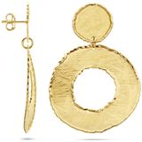 Oorhangers - Zilver Verguld - Gescratcht - Cirkels 50 mm