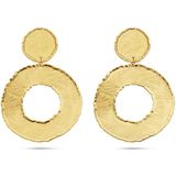 Oorhangers - Zilver Verguld - Gescratcht - Cirkels 50 mm