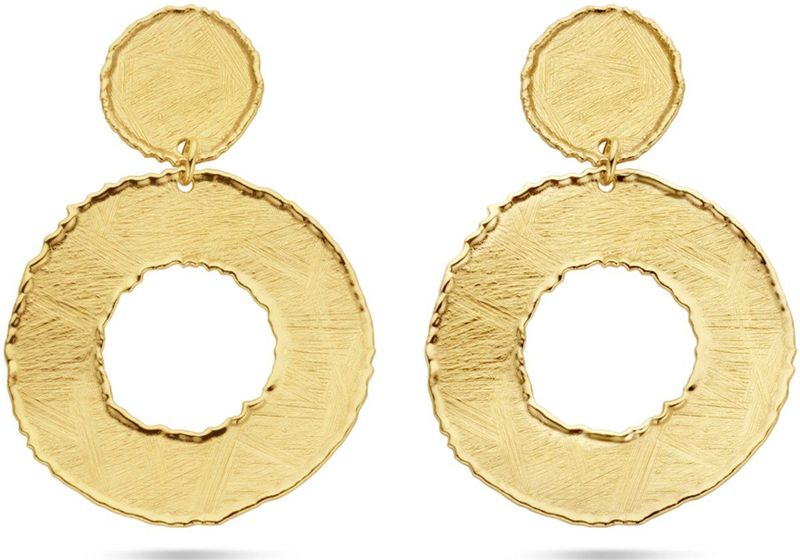 Oorhangers - Zilver Verguld - Gescratcht - Cirkels 50 mm