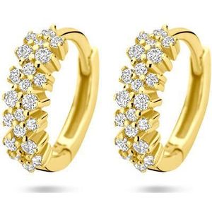 zilver verguld (geel) klapoorringen zirkonia 11,5 mm 1 micron 2104011