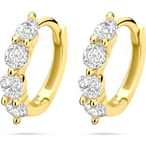 zilver verguld (geel) klapoorringen zirkonia 12,5 mm 1 micron 2104013