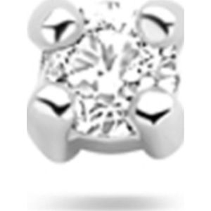 Zilver Gerhodineerde flat back piercing zirkonia 1340817