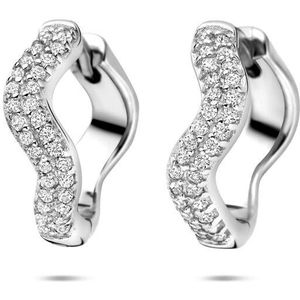 Zilver Gerhodineerde klapoorringen zirkonia 15 mm 1340876