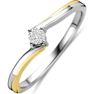 14K bicolor goud geel/wit ring diamant 0.10ct h si 4209084 16.50