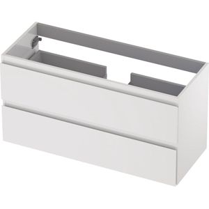INK Wastafelonderkast - 100x40x52cm - 2 Lades - Greeploos - MDF Lak Wit Hoogglans