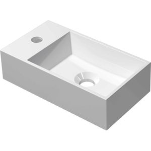 INK Contra - Fontein- toiletfontein - 40 x 22 x 12cm - wasbak links- 1 kraangat - polystone wit glans
