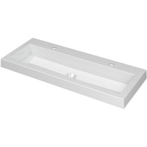 Ink Dock Wastafel Polystone met 2 kraangaten - Glans wit - 100x40 cm