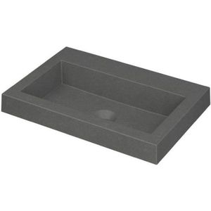 INK Dock wastafel - 60x40x6cm - 1 wasbak - 0 kraangaten - Quartz grijs 3415100