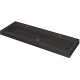Teakea - Ink Dock Wastafel Quartz met 2 kraangaten - Quartz zwart - 120x40 cm