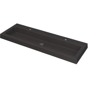 Ink Dock Wastafel Quartz met 2 kraangaten - Quartz zwart - 120x40 cm