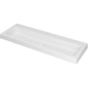 INK Dock wastafel - 120x40x6cm - 1 wasbak - 1 kraangat - polystone wit mat 3415331