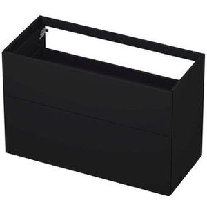 INK P2O Wastafelonderkast - 100x45x65cm - 2 lades - push 2 open - rechte opdekfronten MDF lak zwart mat 1259106