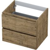 INK Wastafelonderkast - 60x45x52cm - 2 lades - greeploos - houten keerlijst - MFC Naturel eiken 1257103