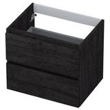 INK Wastafelonderkast - 60x45x52cm - 2 lades - greeploos - houten keerlijst - MFC Houtskool eiken 1257108