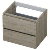 INK Wastafelonderkast - 60x45x52cm - 2 lades - greeploos - houten keerlijst - MFC Greige eiken 1257109