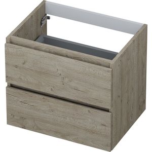 INK - Wastafelonderkast - Greige Eiken - 2 Lades - Greeploos - Houten Keerlijst