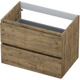 INK Wastafelonderkast - 70x45x52cm - 2 lades - greeploos - houten keerlijst - MFC Naturel eiken 1257113