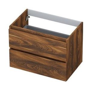 INK Wastafelonderkast - 70x45x52cm - 2 lades - greeploos - houten keerlijst - MFC Noten 1257117