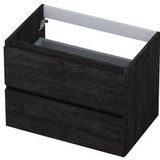 INK Wastafelonderkast - 70x45x52cm - 2 lades - greeploos - houten keerlijst - MFC Houtskool eiken 1257118