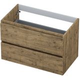 INK Wastafelonderkast - 80x45x52cm - 2 lades - greeploos - houten keerlijst - MFC Naturel eiken 1257123