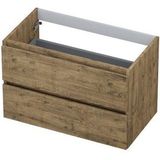 INK Wastafelonderkast - 80x45x52cm - 2 lades - greeploos - houten keerlijst - MFC Naturel eiken 1257123