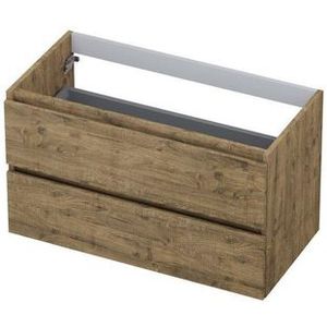 Ink Onderkast 2 laden greeploos met houten keerlijst - Naturel eiken - 900x450x520 mm (bxdxh)