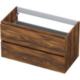 INK Wastafelonderkast - 90x45x52cm - 2 lades - greeploos - houten keerlijst - MFC Noten 1257137