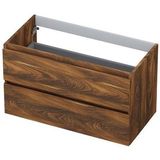 INK Wastafelonderkast - 90x45x52cm - 2 lades - greeploos - houten keerlijst - MFC Noten 1257137