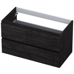 Ink Onderkast 2 laden greeploos met houten keerlijst - Houtskool eiken - 900x450x520 mm (bxdxh)