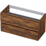 INK Wastafelonderkast - 100x45x52cm - 2 lades - greeploos - houten keerlijst - MFC Noten 1257147