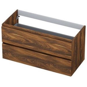 INK Wastafelonderkast - 100x45x52cm - 2 lades - greeploos - houten keerlijst - MFC Noten 1257147