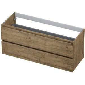 Ink Onderkast 2 laden greeploos met houten keerlijst - Naturel eiken - 1200x450x520 mm (bxdxh)