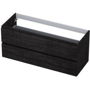 INK Wastafelonderkast - 120x45x52cm - 2 lades - greeploos - houten keerlijst - MFC Houtskool eiken 1257158