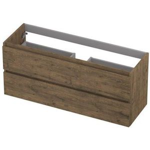 INK Wastafelonderkast - 120x40x52cm - 2 lades - greeploos - houten keerlijst - MFC Naturel eiken 1257033