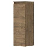 Ink Half Hoge Kast Universeel 1 Deur Greeploos Houten Keerlijst En 2 Glazen Planchettes - Naturel Eiken - 350x370x1060 Mm (bxdxh) - Badkamermeubels