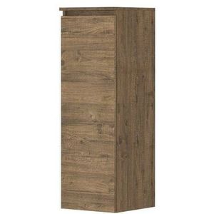 Ink Half Hoge Kast Universeel 1 Deur Greeploos Houten Keerlijst En 2 Glazen Planchettes - Naturel Eiken - 350x370x1060 Mm (bxdxh) - Badkamermeubels