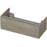 INK Wastafelonderkast - 100x45x35cm - 1 lade - greeploos - houten keerlijst - MFC Greige eiken 1257549