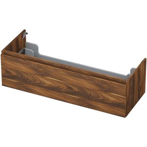 INK Wastafelonderkast - 120x45x35cm - 1 lade - greeploos - houten keerlijst - MFC Noten 1257557