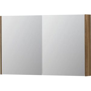 INK - SPK2 Spiegelkast - 120x14x74cm - 2 Deuren - Dubbelzijdige Spiegel - Eiken Massief