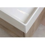 Proline Loft badmeubel met keramische wastafel zonder kraangat en onderkast a-symmetrisch - Glans wit - 60x46cm (bxd)