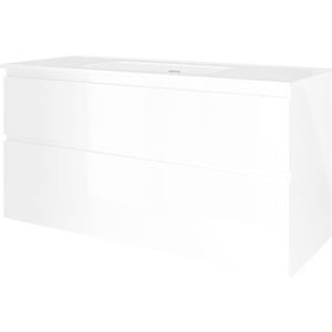 Proline Elegant Badmeubel Met Keramische Wastafel Enkel Met 1 Kraangat En Onderkast A-symmetrisch - Glans Wit - 120x46cm  - Badkamermeubels