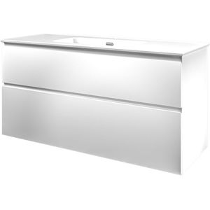 Proline Elegant Badmeubel Met Keramische Wastafel Enkel Met 1 Kraangat En Onderkast A-symmetrisch - Mat Wit - 120x46cm  - Badkamermeubels - Badmeubel