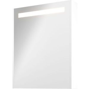 Proline Premium spiegelkast met LED verlichting - met houten deur - Mat wit - 60x74cm